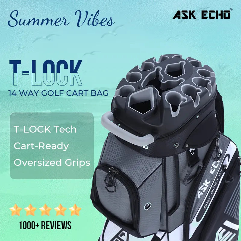 T-Lock Golf Cart Bag 🛒 14-Way Divider, Ice Pocket, Men's Golf Bag