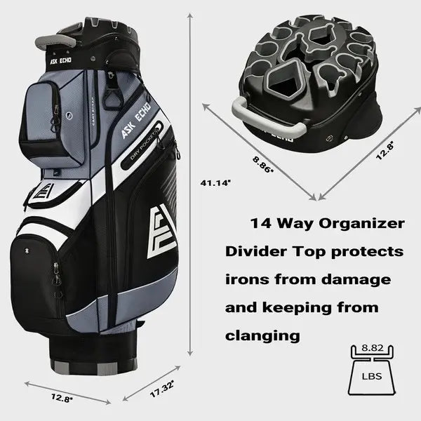 T-Lock Golf Cart Bag 🛒 14-Way Divider, Ice Pocket, Men's Golf Bag