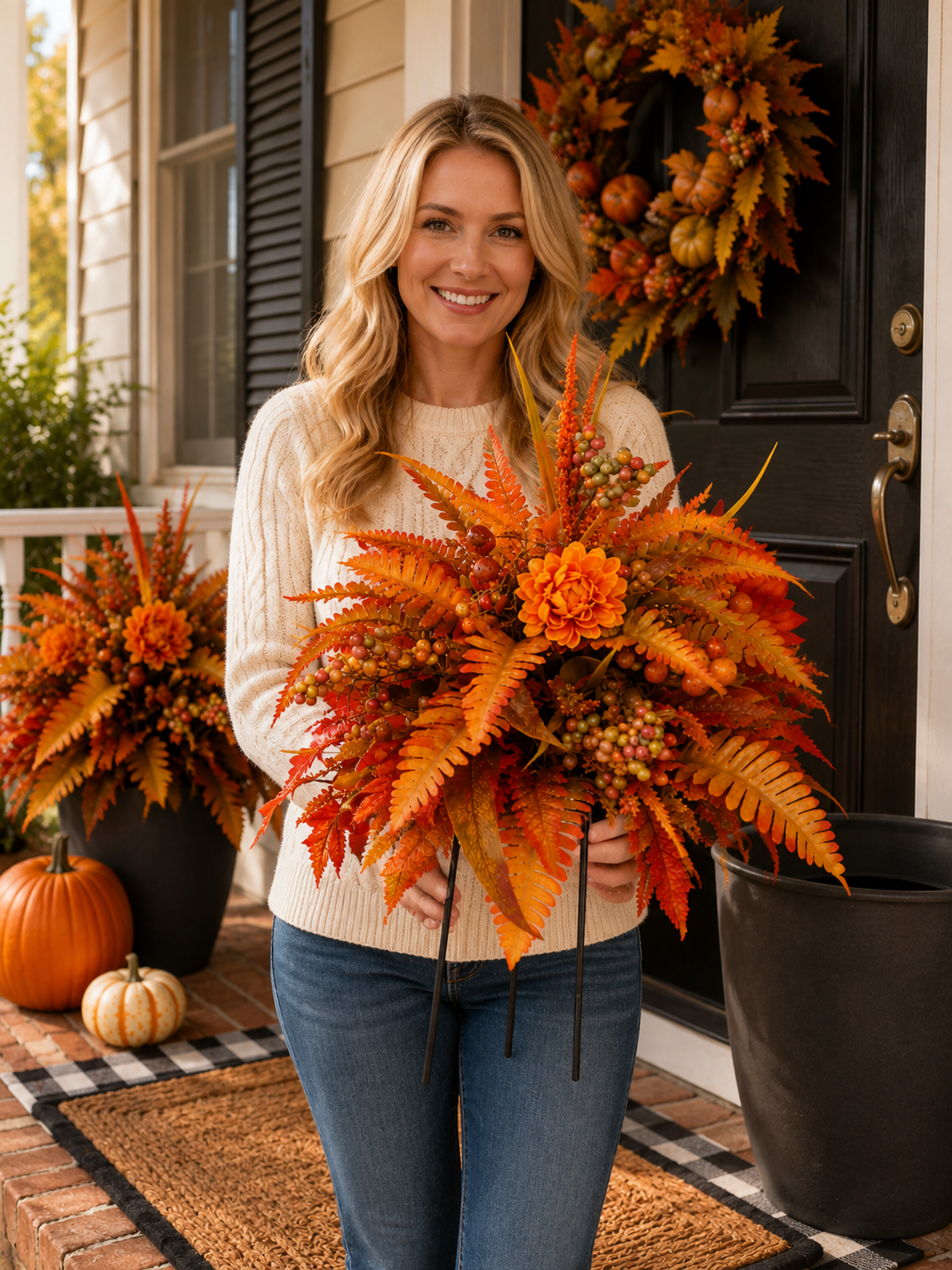🍂Fall Autumn Harvest Floral Garden Stake Arrangement, Outdoor Yard Flower Decor for Garden Lawn Pathway