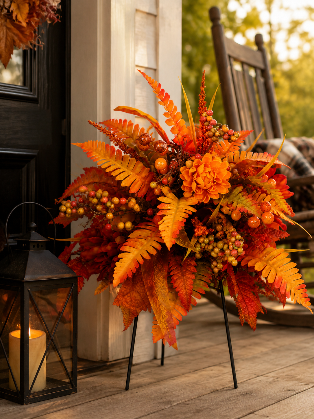 🍂Fall Autumn Harvest Floral Garden Stake Arrangement, Outdoor Yard Flower Decor for Garden Lawn Pathway