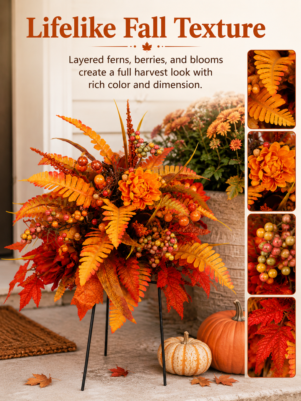 🍂Fall Autumn Harvest Floral Garden Stake Arrangement, Outdoor Yard Flower Decor for Garden Lawn Pathway