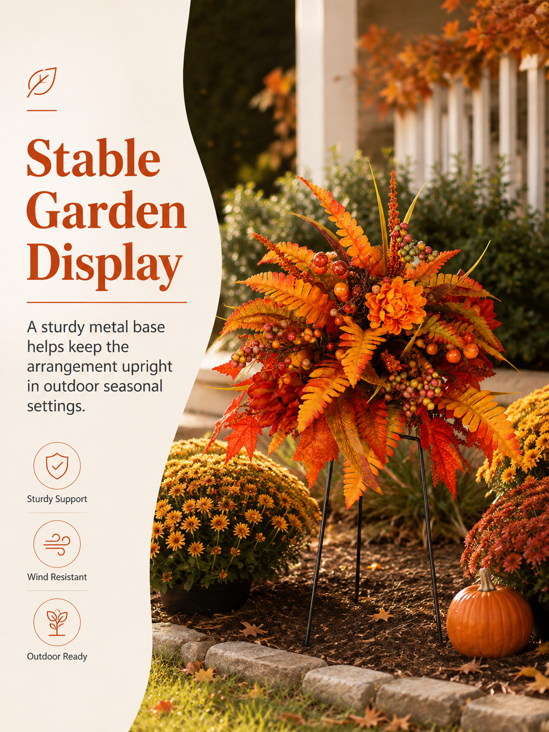 🍂Fall Autumn Harvest Floral Garden Stake Arrangement, Outdoor Yard Flower Decor for Garden Lawn Pathway