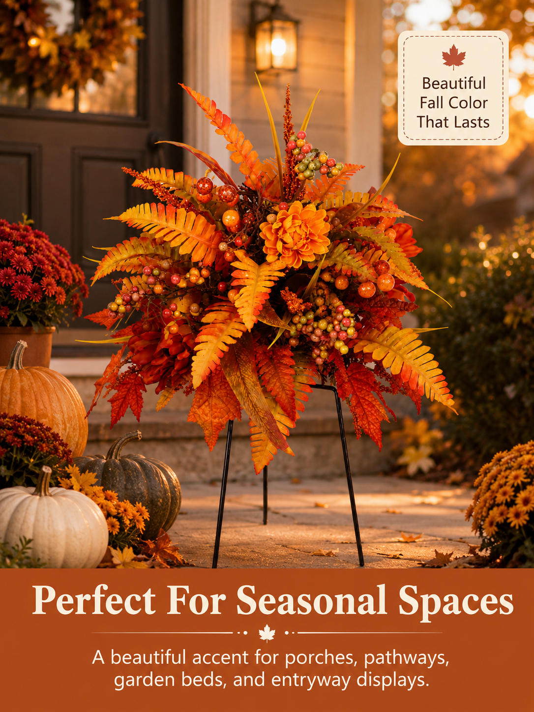 🍂Fall Autumn Harvest Floral Garden Stake Arrangement, Outdoor Yard Flower Decor for Garden Lawn Pathway
